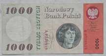 Banknot Polska PRL 1000 złotych 1965 r. Seria A Stan III VF Kopernik
