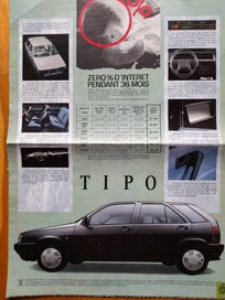 Reklama, wkładka do czasopisma - FIAT Tipo, Uno, Croma Francja, 1990