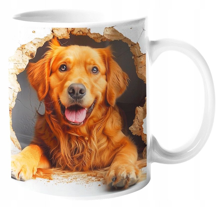 golden retriever 3d piękny kubek z psem pies na prezent 330 ml + opako