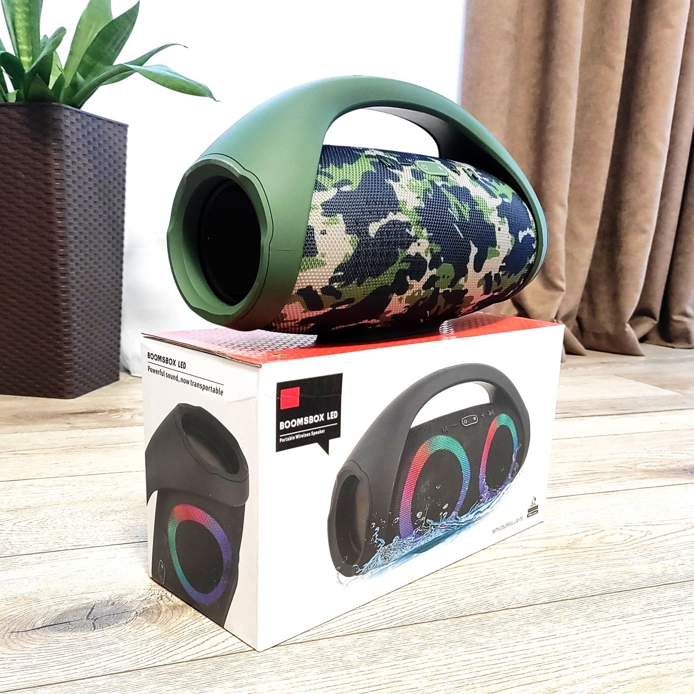 Bluetooth колонка Boombox LED з підсвіткою та ручкою гучний звук 31см