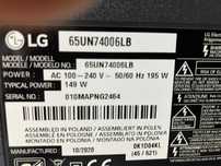 Części podzespoły od działającego telewizora LG 65UN74006LB