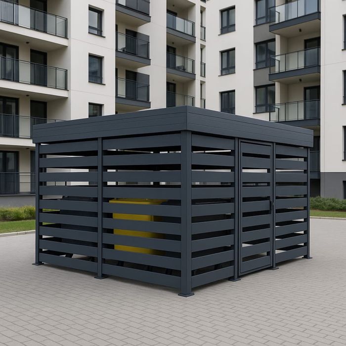 Wiata śmietnikowa altana 4x3 4x4 4x5 5x6 5x7 stalowa panelowa alu