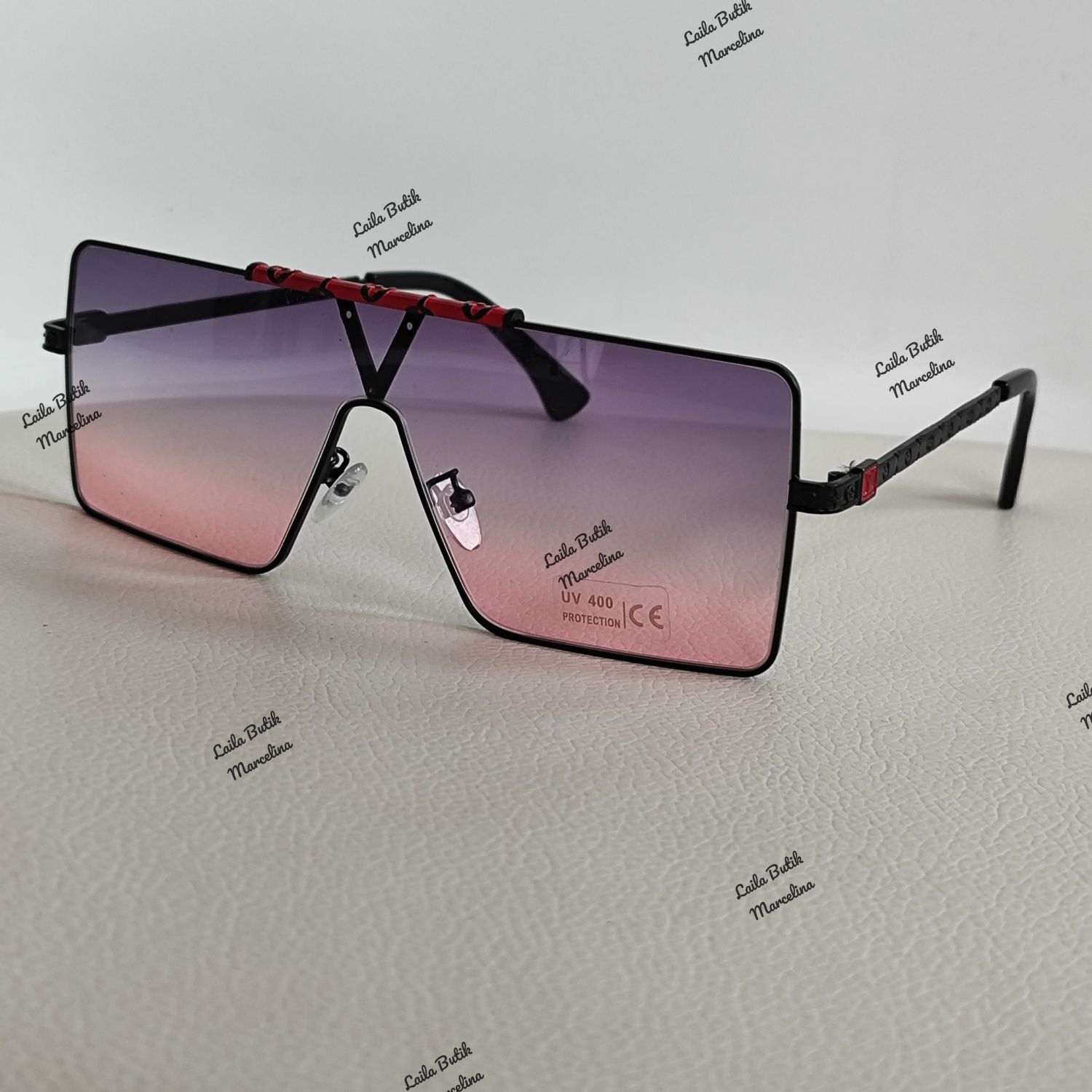 Okulary męskie okularki UV400 ochrona Lv Louis Vuitton różowe fiolet