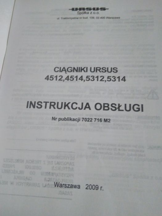 instrukcja obsługi Ursus 4512,4514,5312,5314 nowa