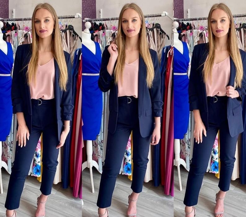 Damski Granatowy Garnitur