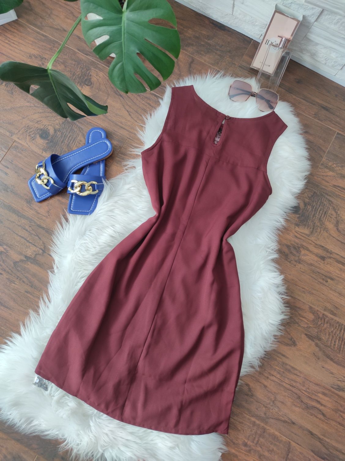 Etno Bodyflirt burgundowa sukienka koraliki 
Rozmiar XS