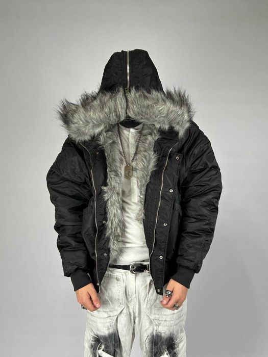 Бомбер чорний MA-1 з хутром аляска куртка курточка пуховик opium M L