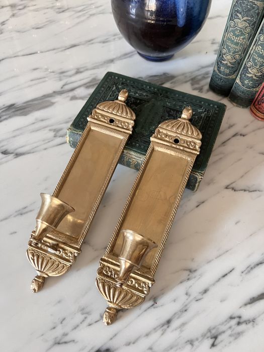 2 sztuki para świeczniki mosiężne mosiądz USA midcentury mosiadzu