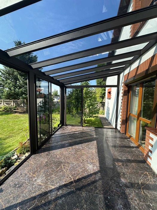 Ogród zimowy szklany Antisol 5x3m, przesuwne ściany ,oświetlenie, Prod