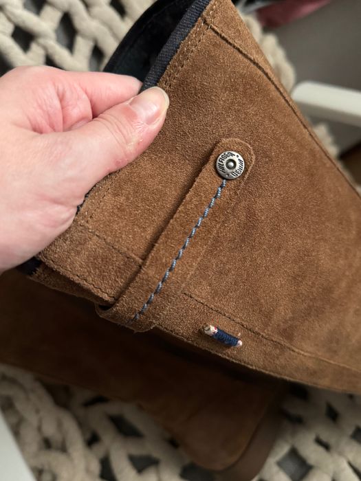 Kozaki zamszowe brązowe ze skóry Tommy Hilfiger