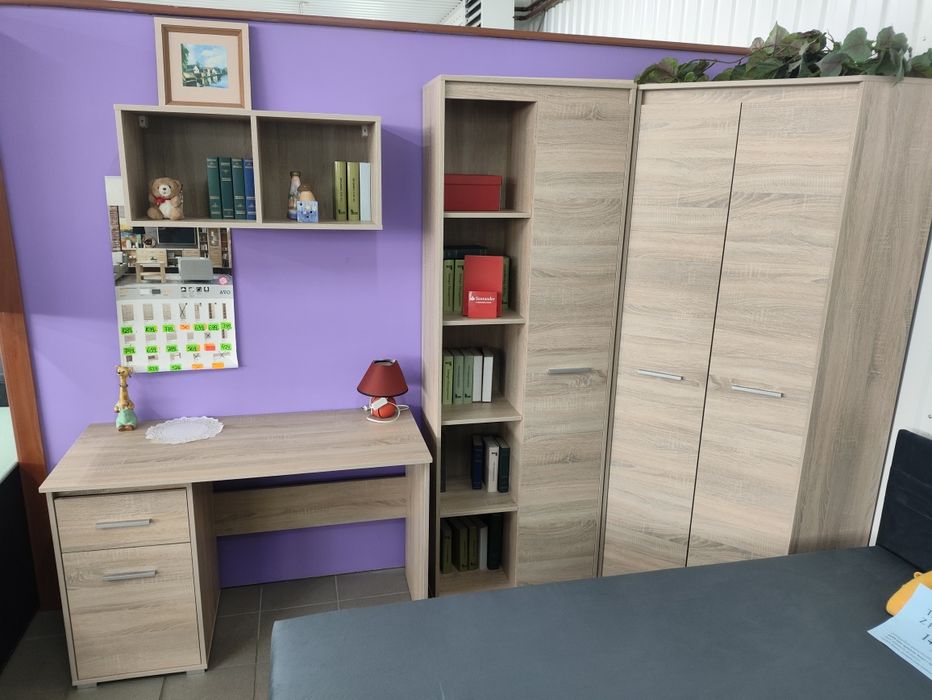 Nowe meble dąb sonoma biurko, szafa narożna, regał, półka