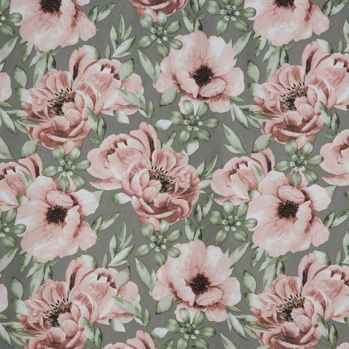 Pościel komplet pościeli 160x200cm bawełna stalowy różowy kwiaty