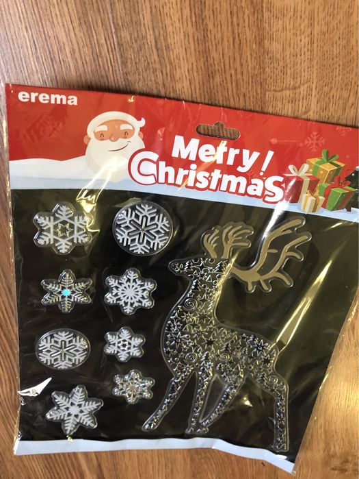 Naklejki świąteczne 3D  na szybę zestaw samoprzylepnych