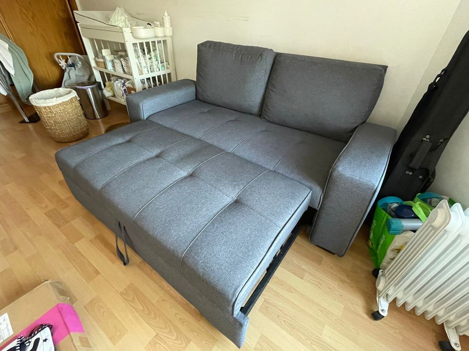 Sofá-cama cinzento