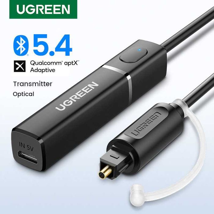 Bluetooth Адаптер 5.4 Передатчик Toslink SPDIF aptX HiFi Ugreen Блютуз