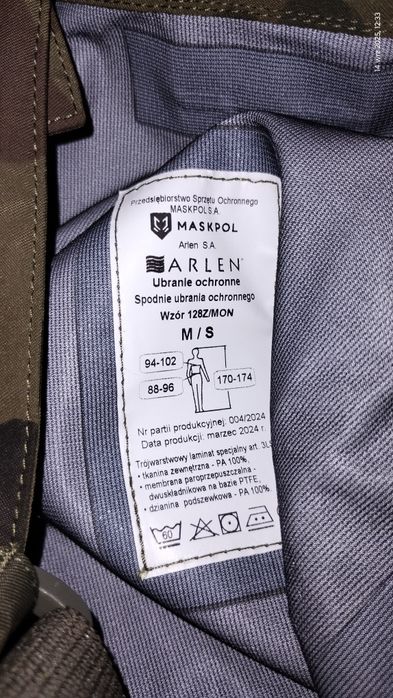Spodnie ochronne na szelkach wz.128Z, rozm.M/S