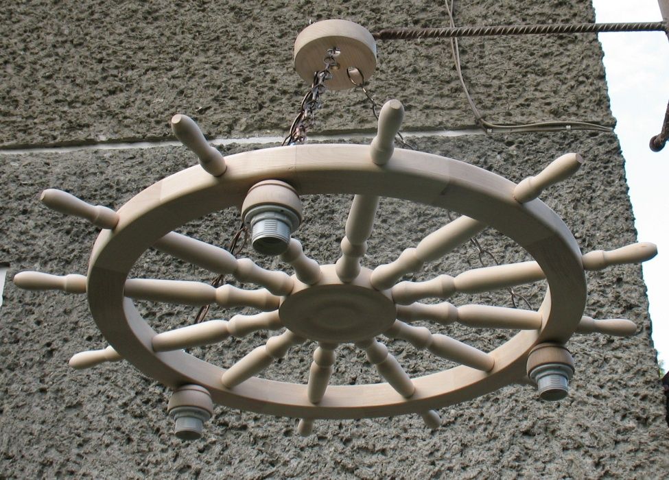 Lampa żyrandol koło sterowe 82 koło drewniane solidna