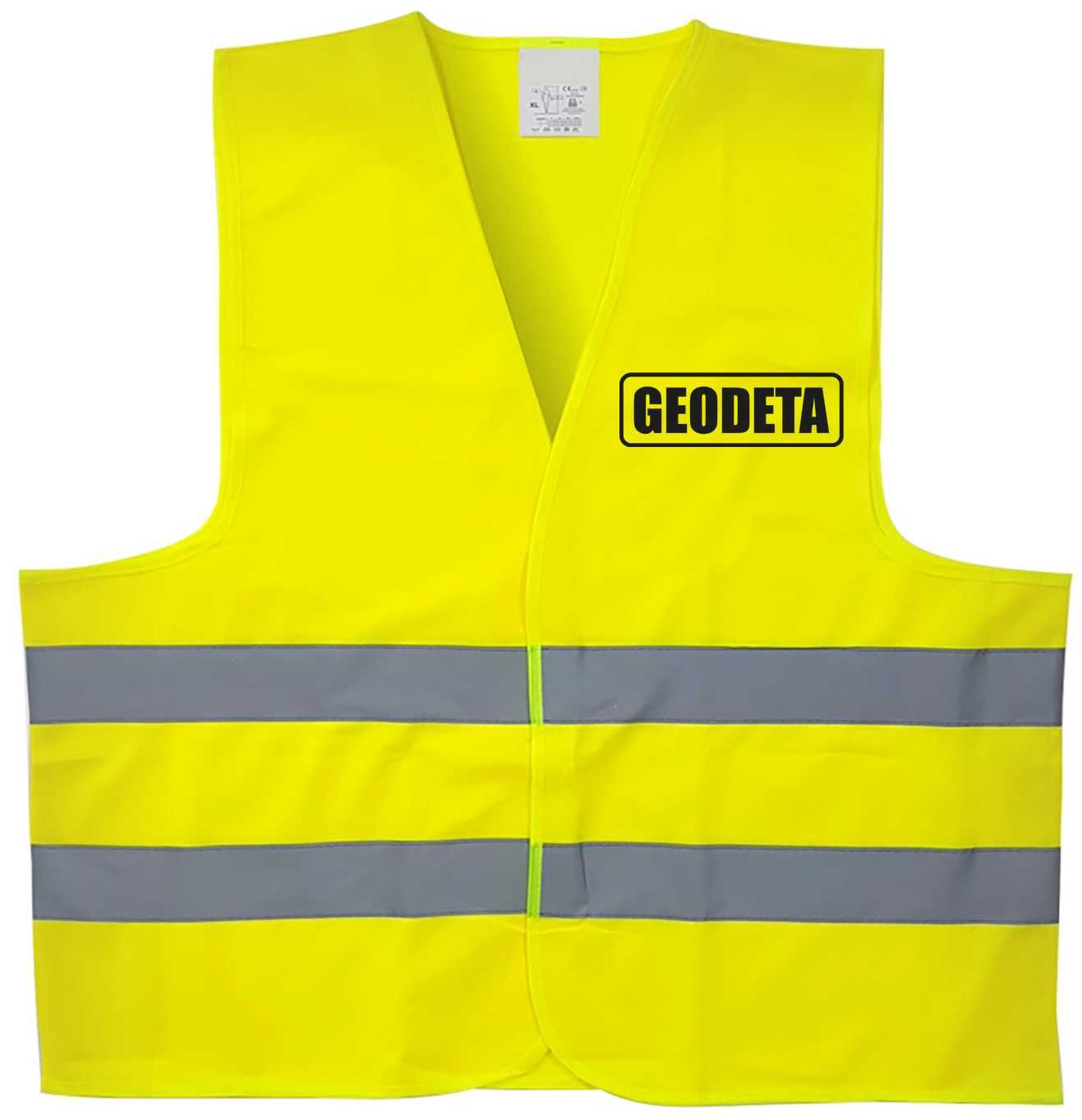 kamizelka odblaskowa, kamizelka z nadrukiem geodeta, geodeta