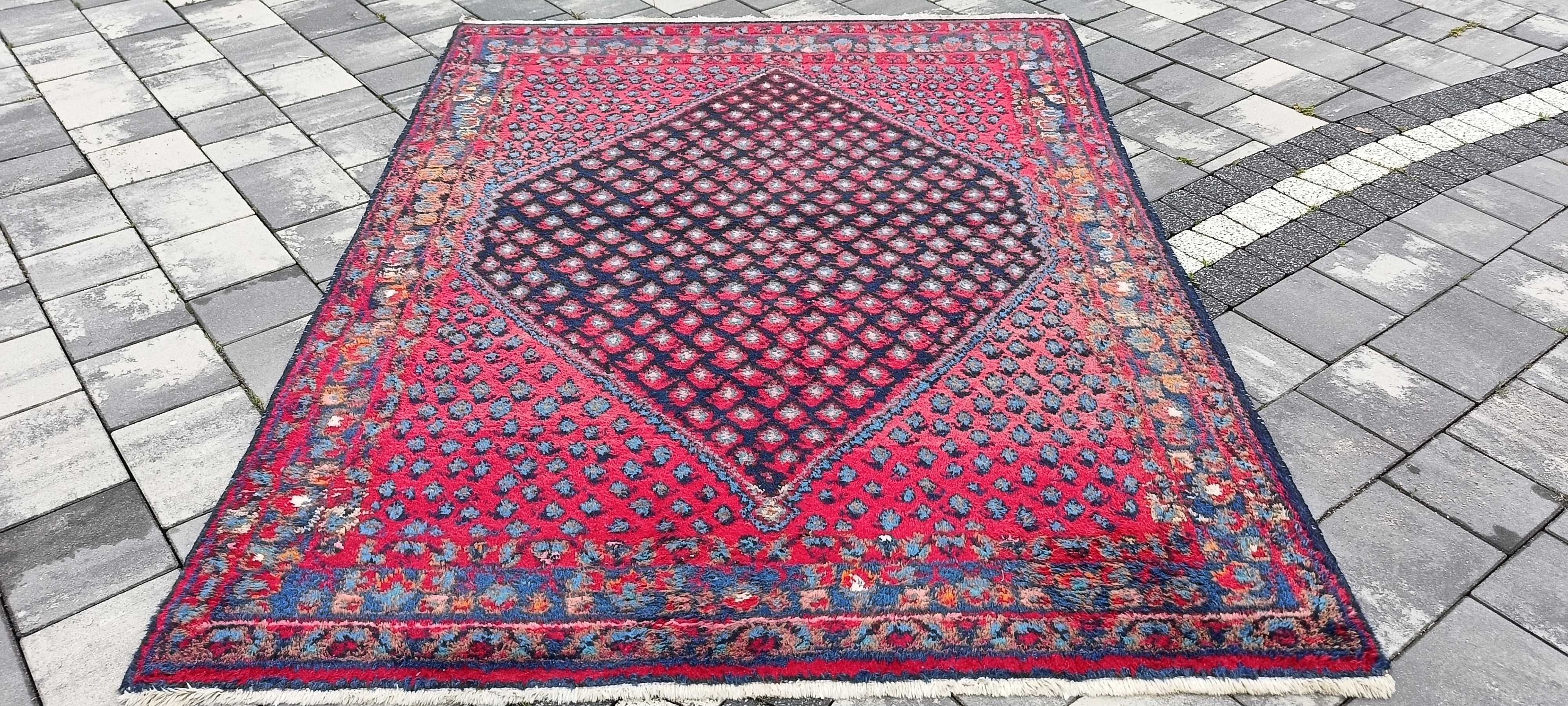 Hamadan dywan wełniany tkany ręcznie perski 199 x 141 cm wełna Iran