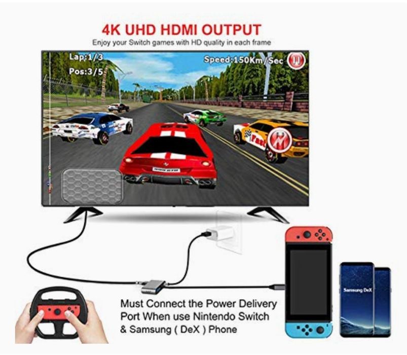 Adaptador tipo c Hub USB C com carregamento HD MI, VGA, USB 3.0 e PD