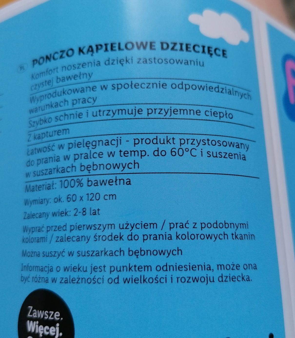 Nowe Ponczo plażowe różowe z kapturem Różowa Peppa