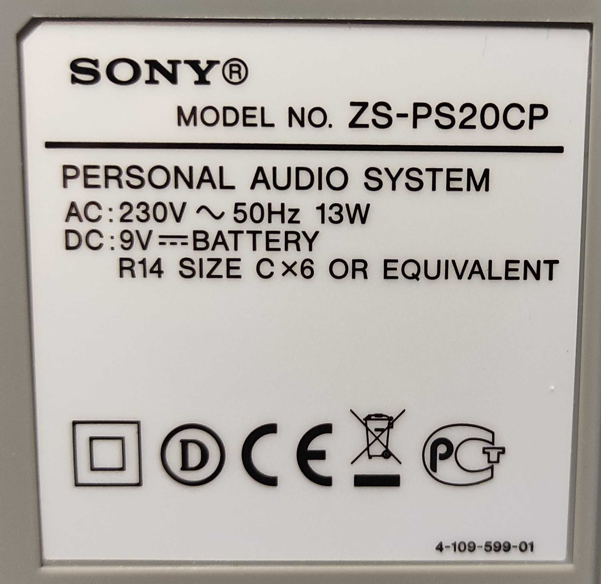 Магнитола SONY ZS-PS20CP + пульт