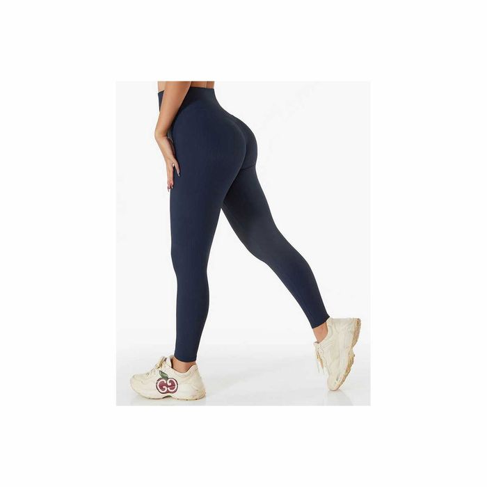Легінси Alo Yoga Ribbed High Waist Leggings Dark Blue X8874-DBL