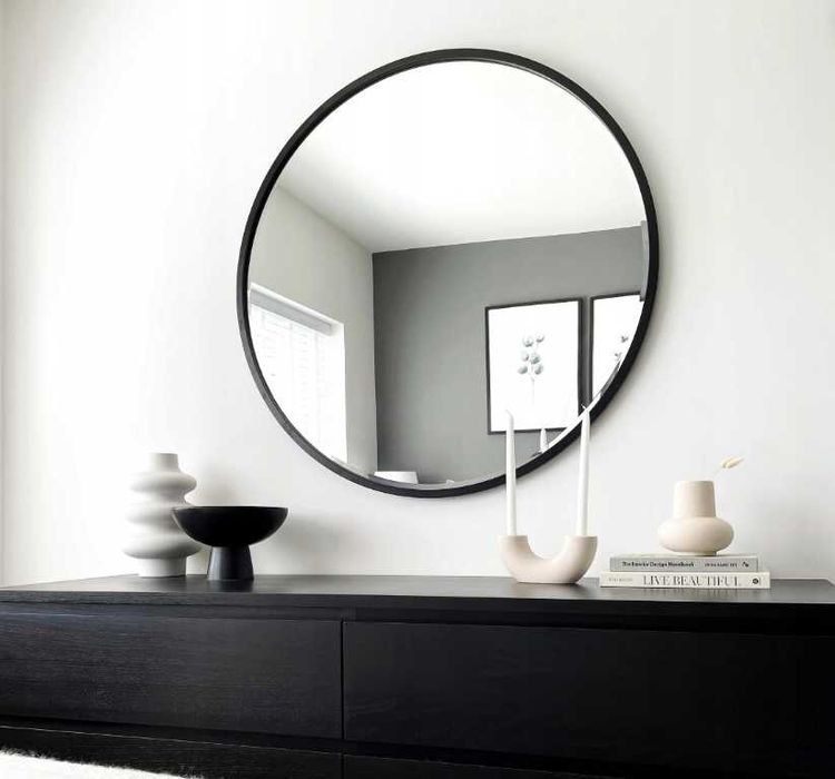 Nowe Lustro Okrągłe w Metalowej Ramie 50Cm i 60cm Ścienne Wiszące Loft