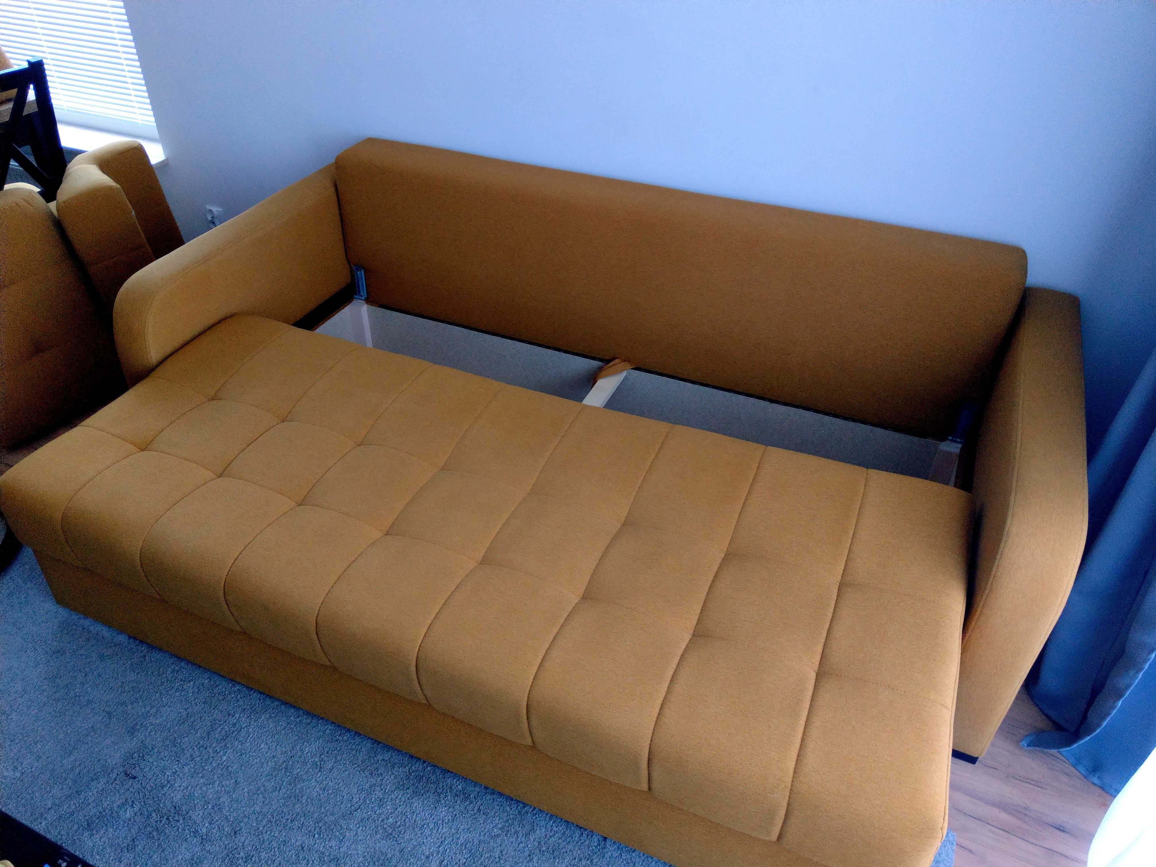 Solidna sofa z funkcją spania, sprężyny bonel i faliste + pianka hr