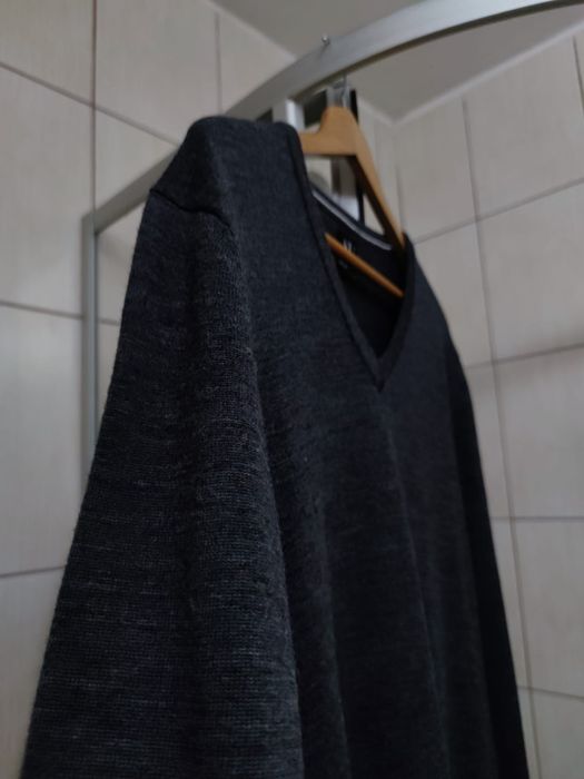 Sweter klasyczny męski L SU Straight up elegancki szary siwy ciemny bl