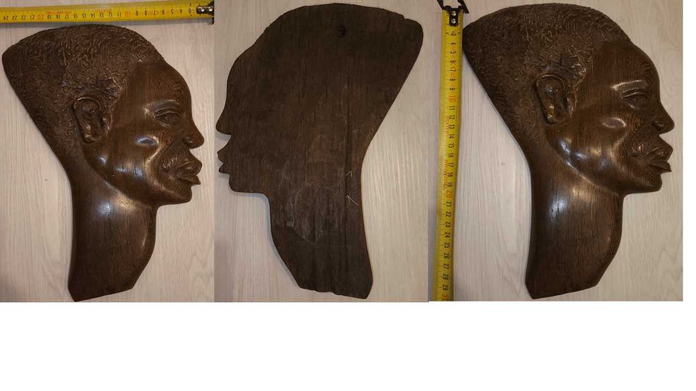 Conjunto de bustos africanos em pau preto e pau rosa