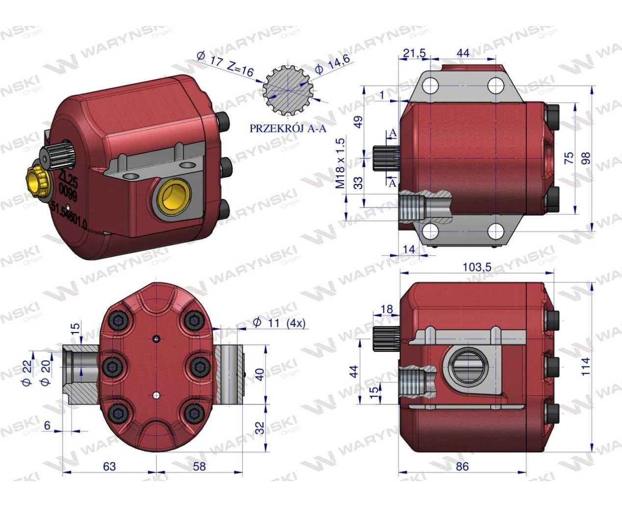 Wzmocniona Pompa Hydrauliczna Ursus C-360 Waryński 39L