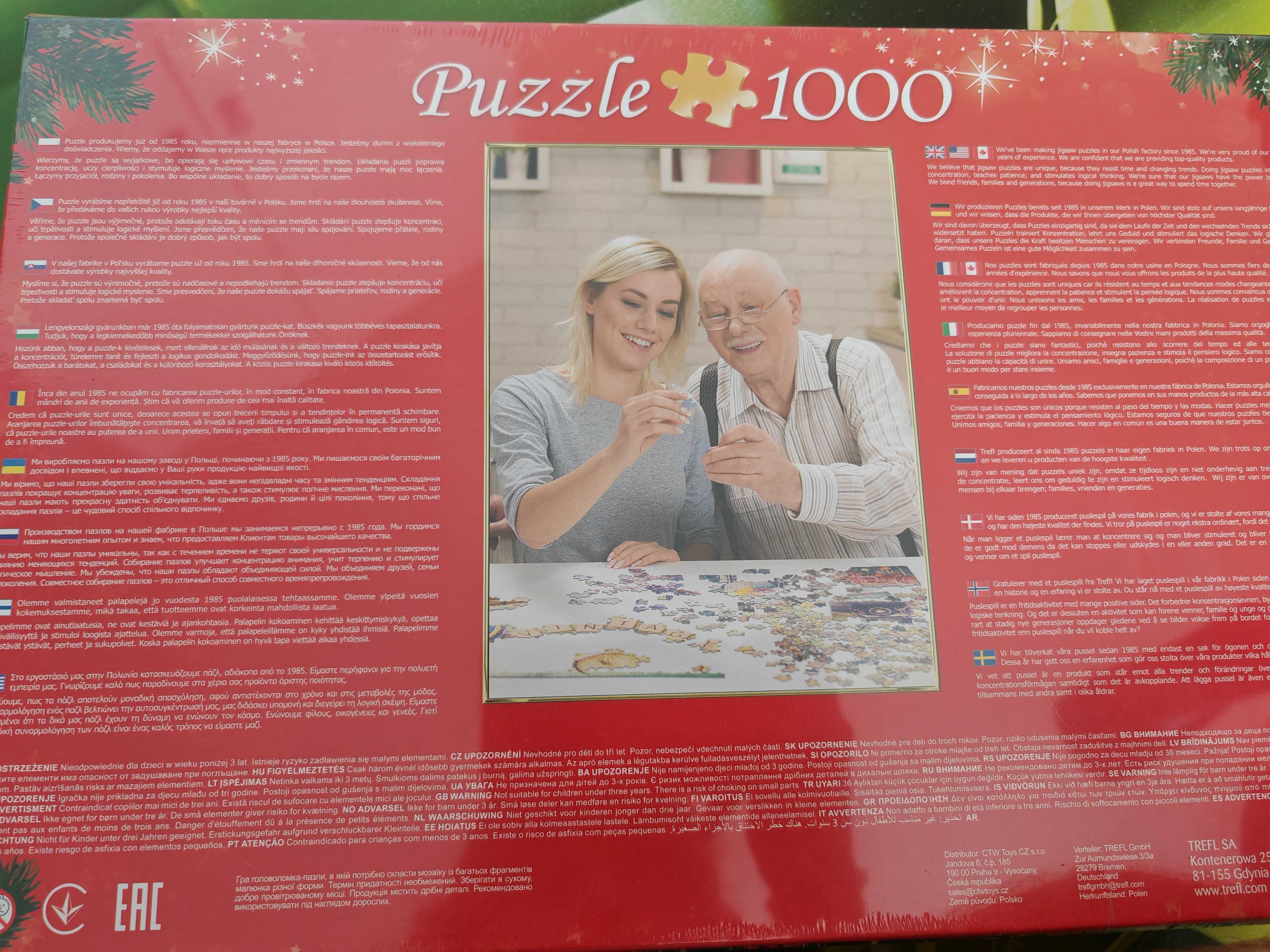 Nowe Świąteczne Puzzle 1000 elementów - dla dzieci i dorosłych (folia)