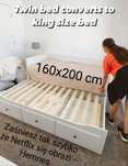 Za darmo Łóżko 160x200 king size rozsuwane 3 szuflady Ikea Hemnes mate