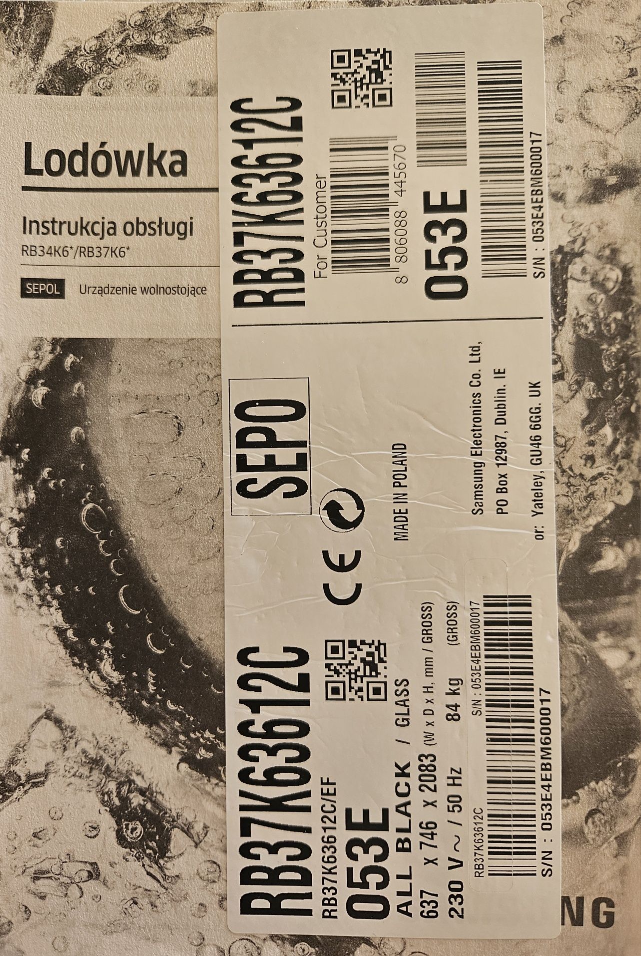 Lodówka Samsung RB37K63612C Space Max, No Frost
