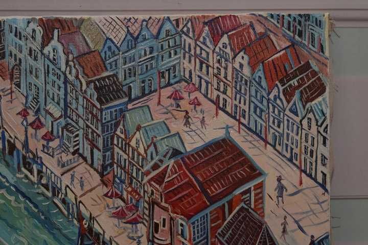 E. DWURNIK 2016 - Gdański Pejzaż - Miasto Gdańsk Port - Obraz Sztuka