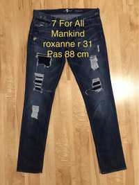 7 For All Mankind roxanne jeansy dżinsy z przetarciami granatowe 31 L