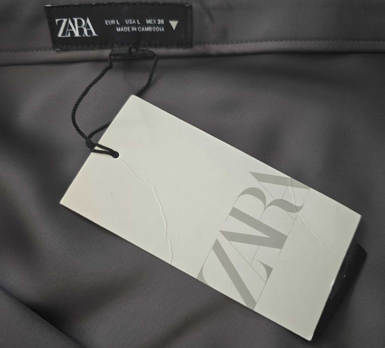 Spódnica satynowa Zara rozm. L grafit szara stalowa NOWA