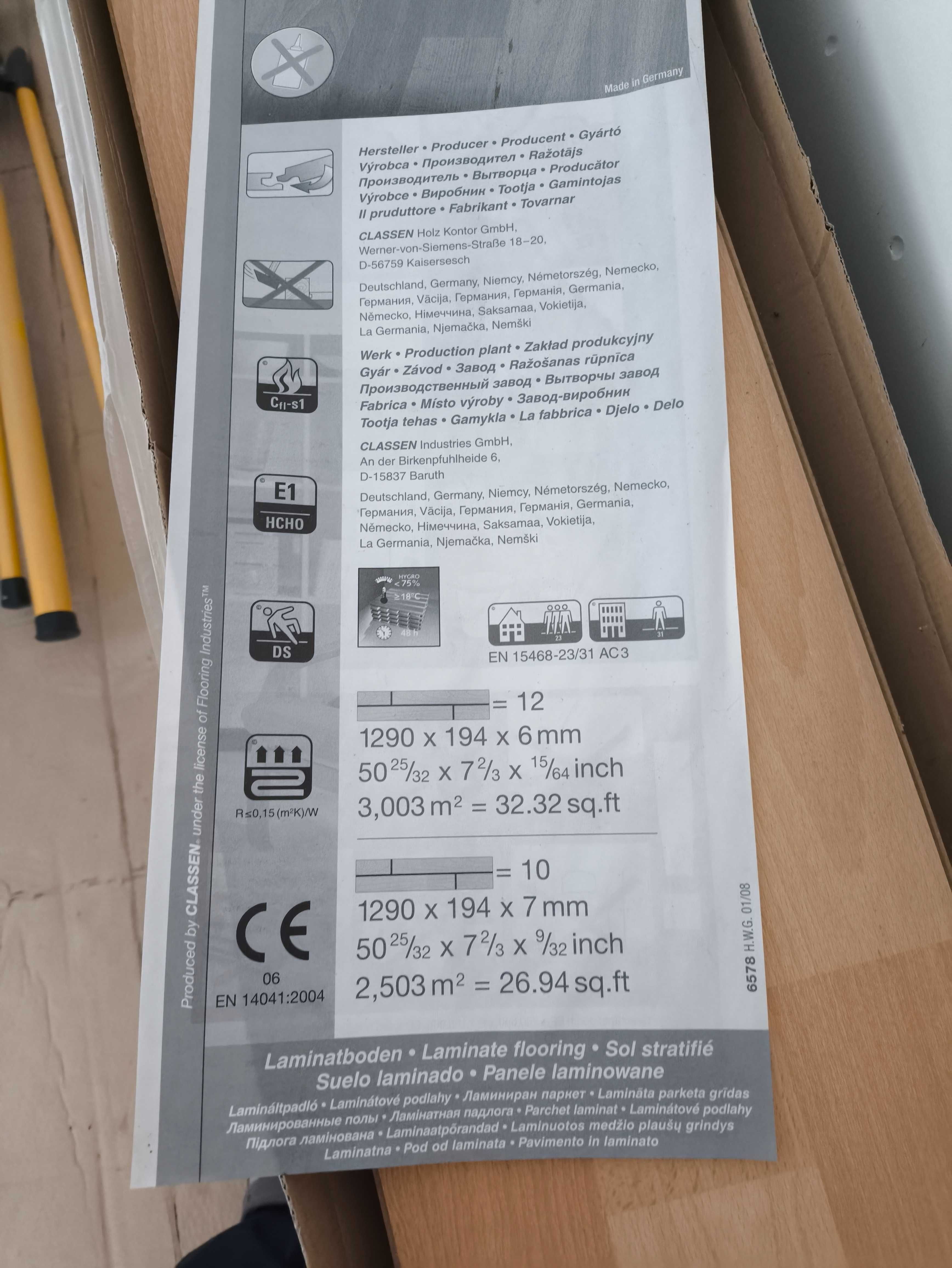 Panele laminowane grubości 6 mm - 22 m2