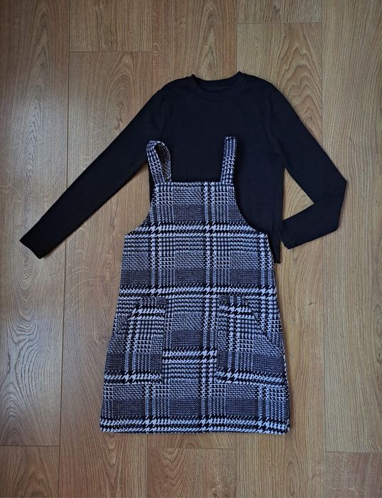 Теплый сарафан и черная кофта лонгслив футболка с длинным рукавом