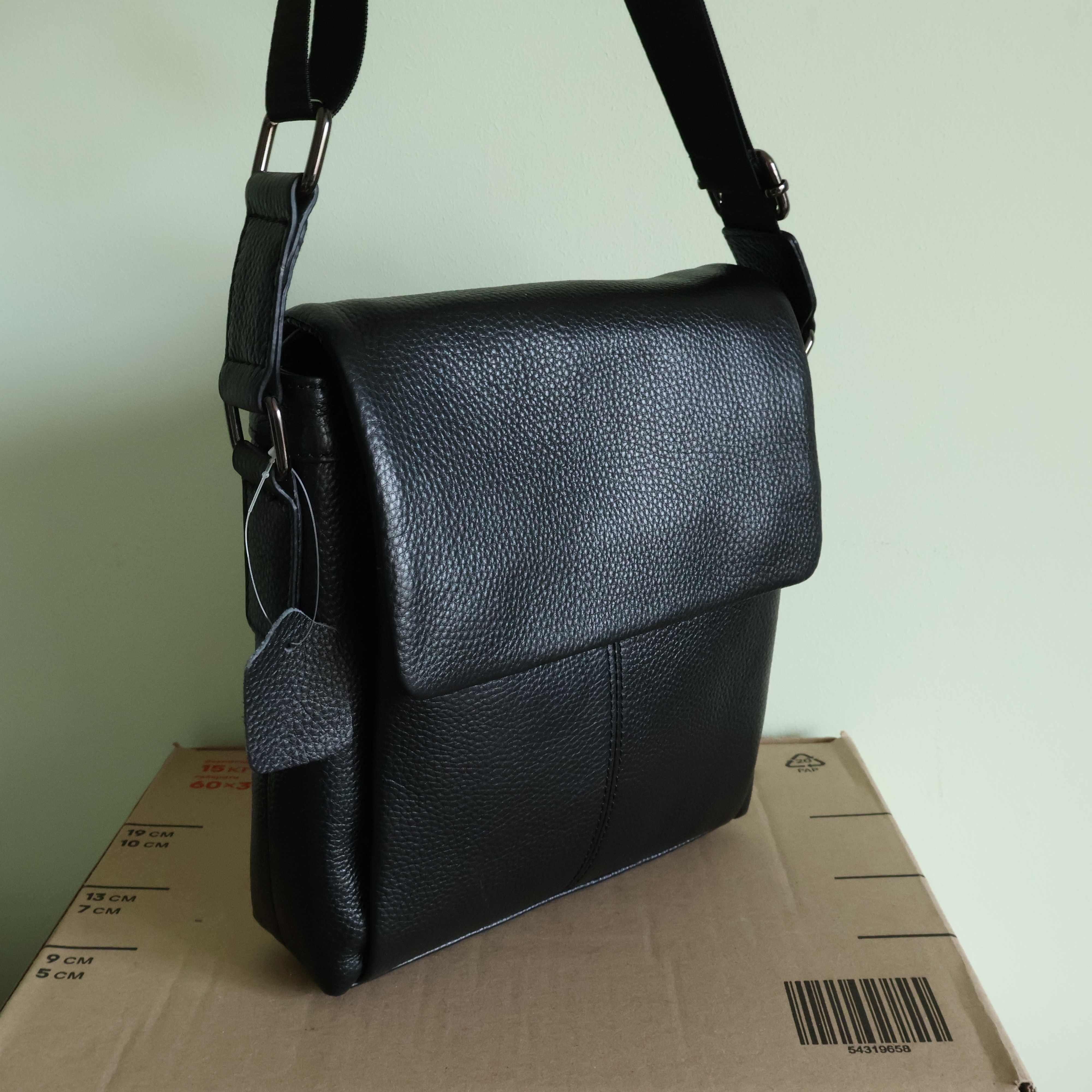 Сумка чоловіча натуральна шкіра leather 871 Black  кожа Сумка мужская