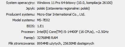 Komputer do gier / pracy – i5 14 gen, RTX 5060, 32 GB RAM, SSD 2TB