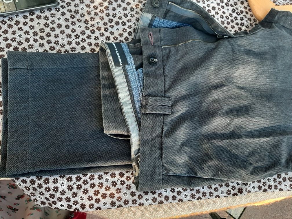 spodnie meskie, szare, Finshley & Harding, Slim Fit