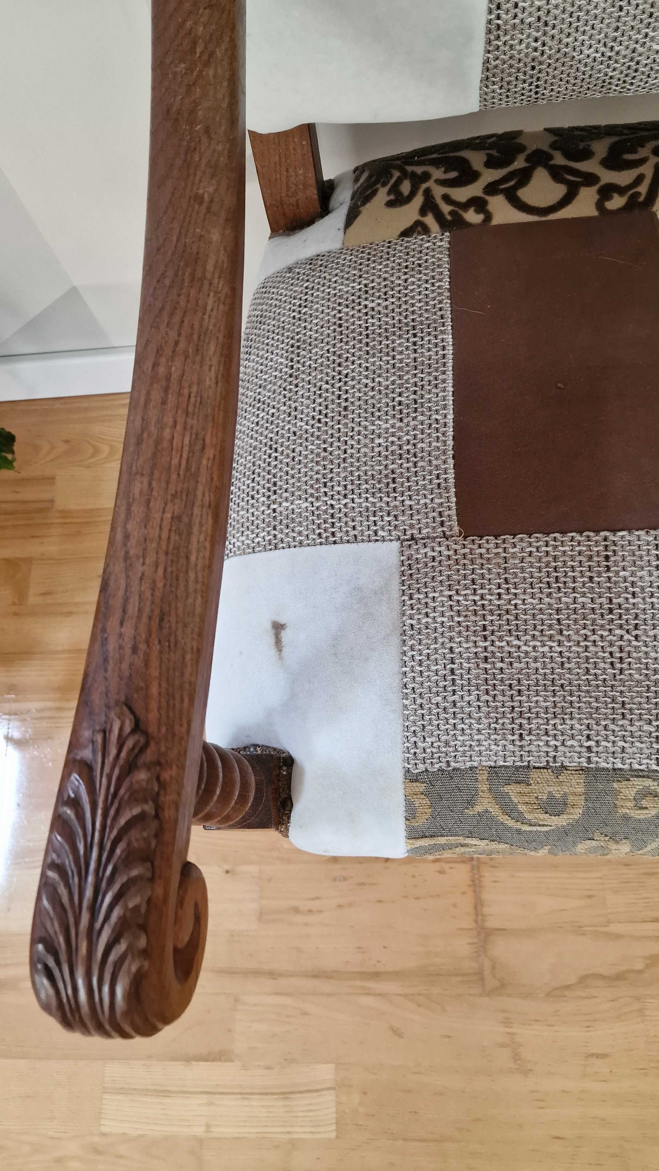 Fotel krzesło tron antyk patchwork