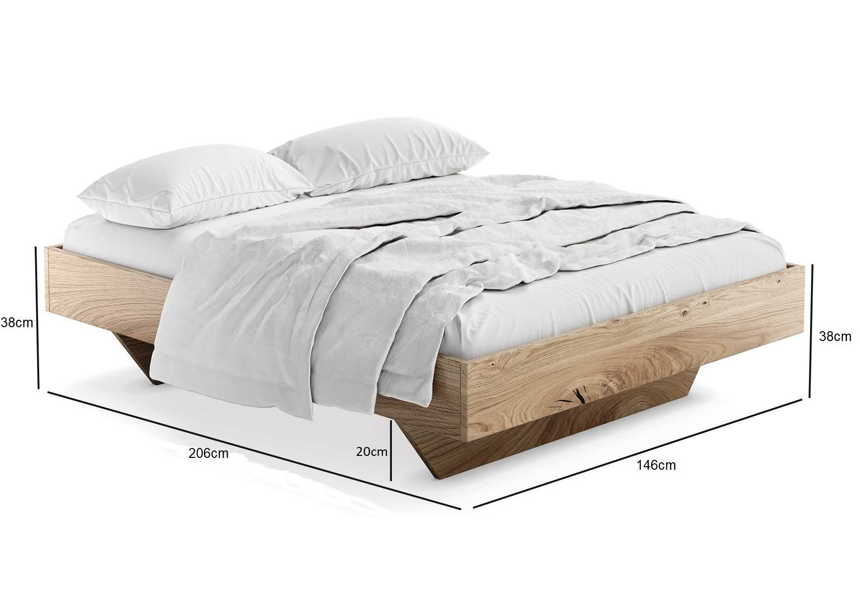 Łóżko drewniane Dębowe 140x200cm Lewitujące Bergamo, różne wymiary