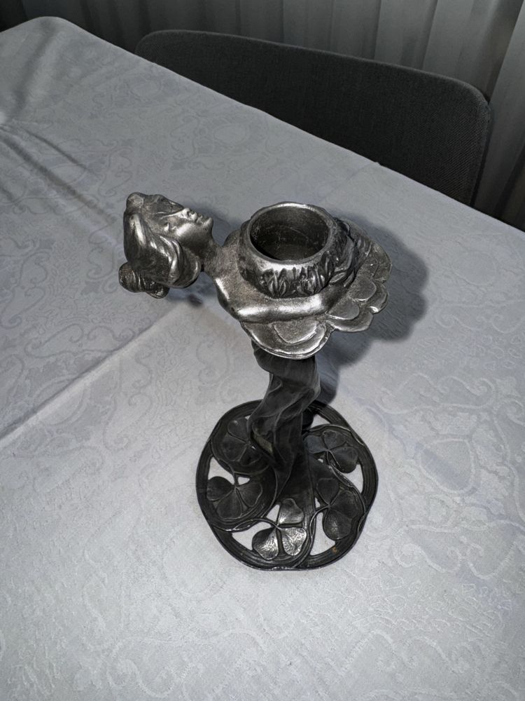 Świecznik secesyjny antyk metal Auguste Rudin