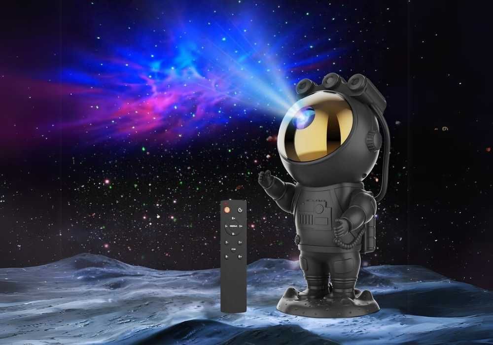 PROJEKTOR GWIAZD ASTRONAUTA Lampka Nocna Rzutnik Laserowy Led Czarny