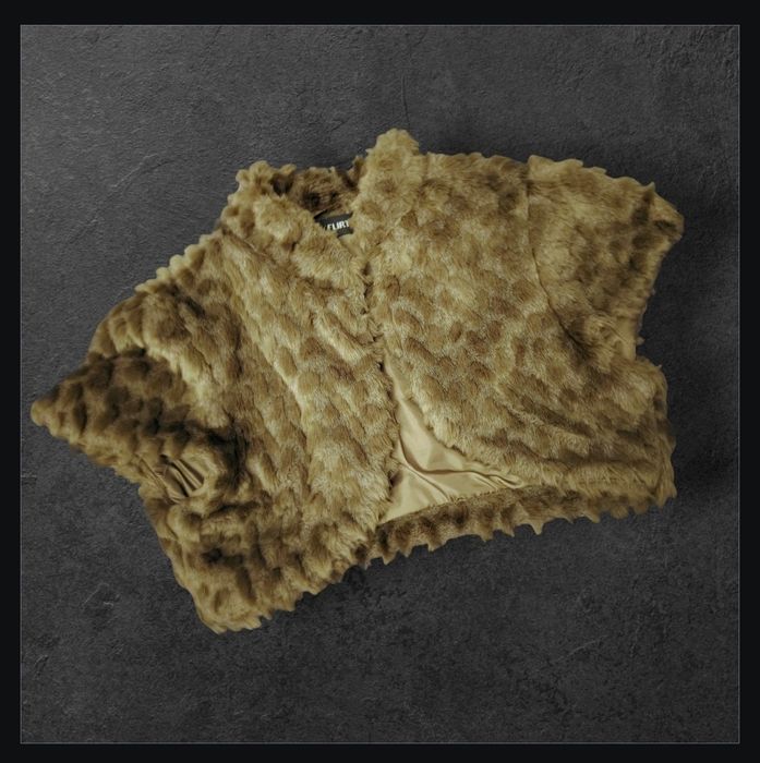 Modne sztuczne futerko kawowe bolerko XL 40/42