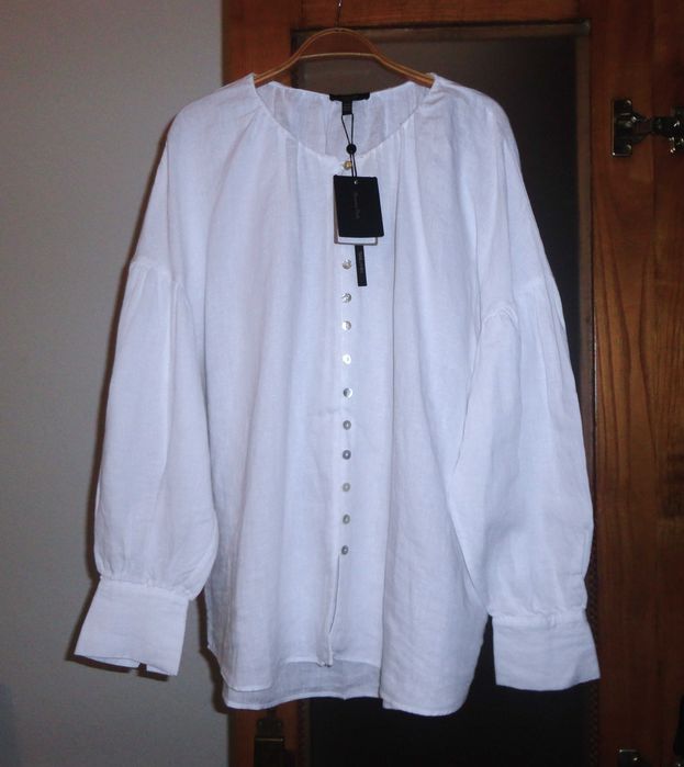 Camisa branca 100% linho Massimo Dutti