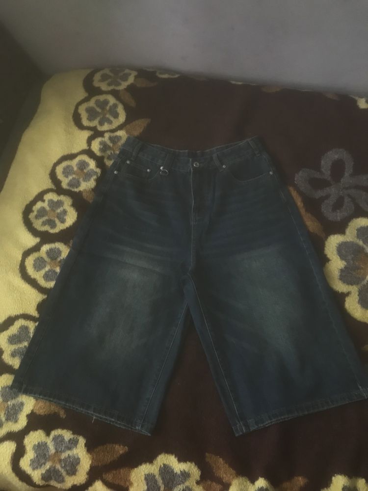 широкі джинсові шорти бріджи (shorts sk8 jeans y2k)